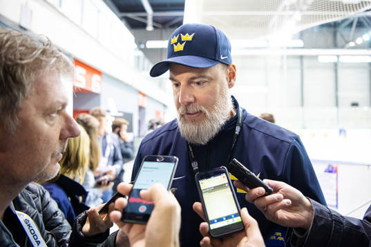 Head coach Rikard Grönborg of Sweden is being interviewed