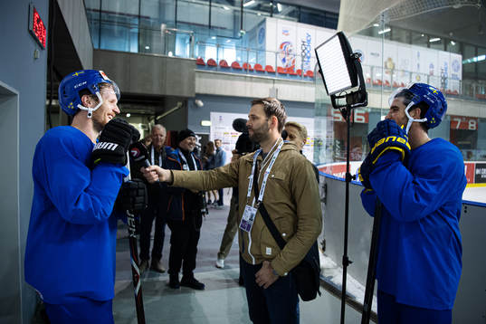 Gabriel Landeskog and Erik Gustafsson of Sweden