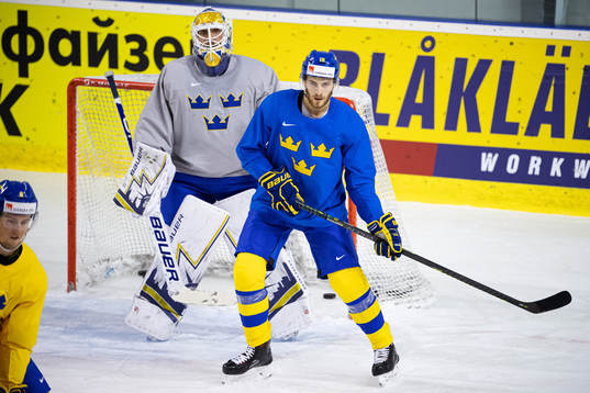 Goaltender Henrik Lundqvist and Alexander Wennberg of