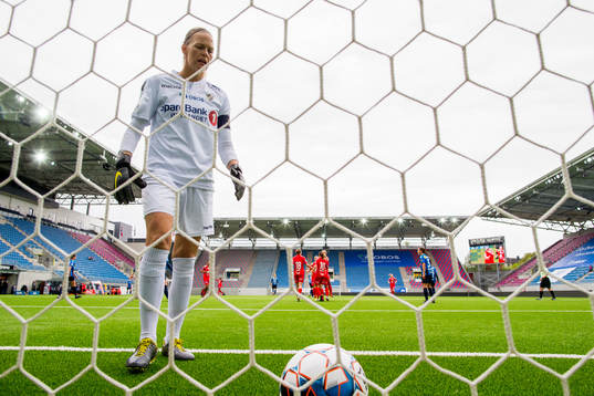 Goalkeeper Ingrid Hjelmseth of Stabæk looks dejected