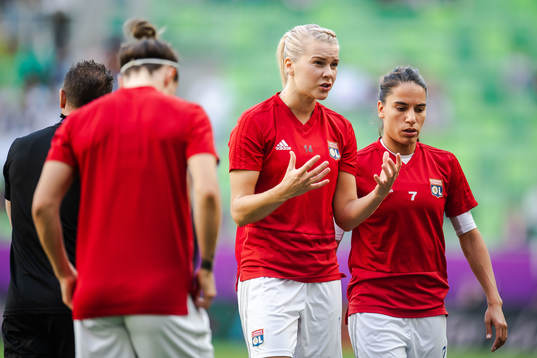 Ada Hegerberg and Amel Majri of Lyon