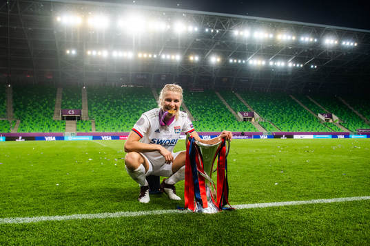 Ada Hegerberg of Lyon poses for a portrait with her gold