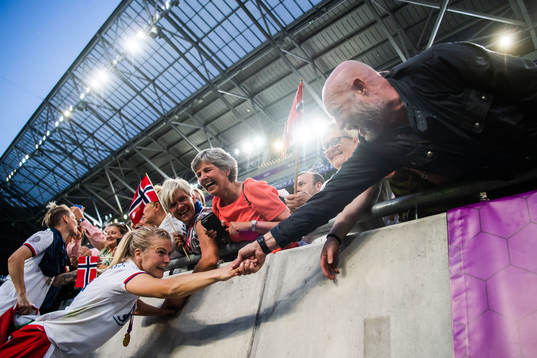 Ada Hegerberg of Lyon celebrates with her family
