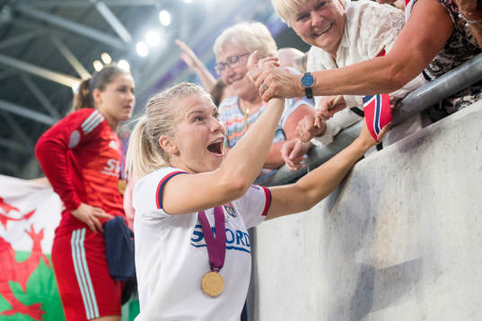 Ada Hegerberg of Lyon celebrates with her family