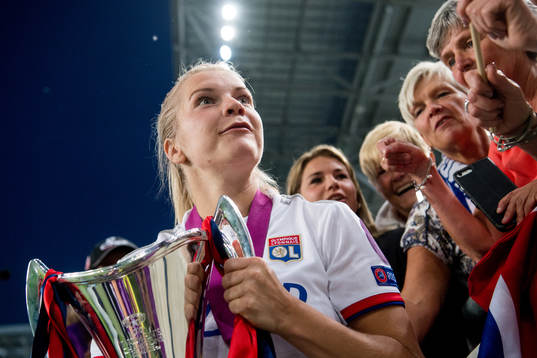 Ada Hegerberg of Lyon celebrates with her family