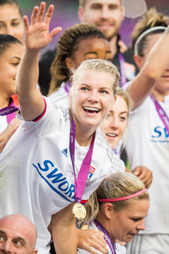 Ada Hegerberg of Lyon celebrates