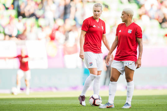 Ada Hegerberg and Shanice van de Sanden of Lyon