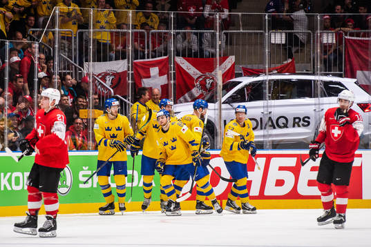 William Nylander of Sweden celebrate with teammates