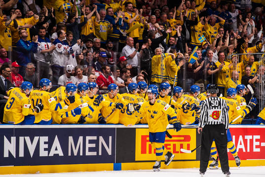 Erik Gustafsson of Sweden celebrates