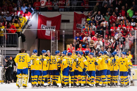 Players of Sweden celebrate