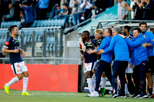 Yacouba Sylla of Strømsgodset celebrates with Stian