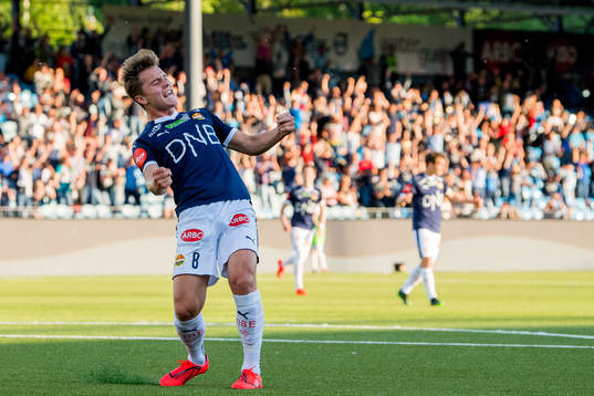 Johan Hove of Strømsgodset celebrates