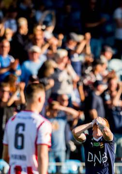 Martin Rønning Ovenstad of Strømsgodset reacts