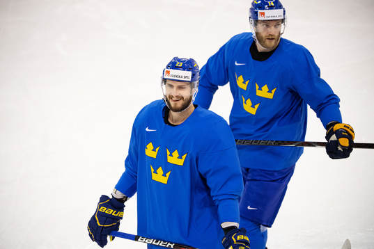 Oliver Ekman Larsson and Mattias Ekholm of Sweden at a