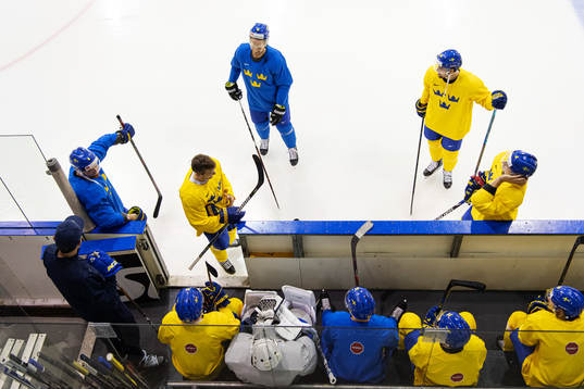 Players of Sweden at a practice session