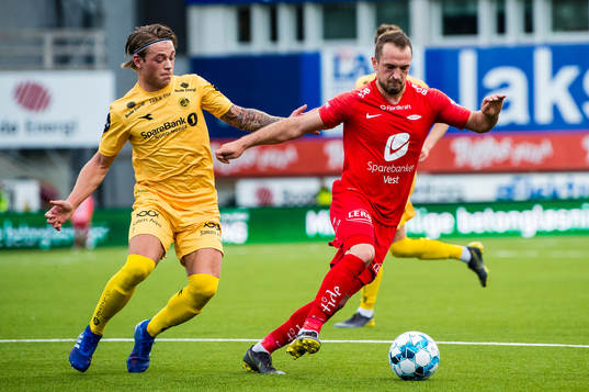 Fredrik André Bjørkan of Bodø/Glimt and Veton Berisha of