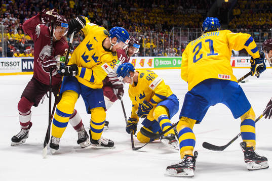 Gabriel Landeskog, Elias Pettersson and Loui Eriksson of