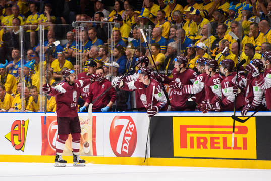 Roberts Bukarts of Latvia celebrates