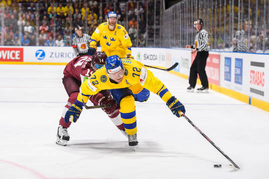 Patric Hörnqvist of Sweden and Rihards Bukarts of Latvia