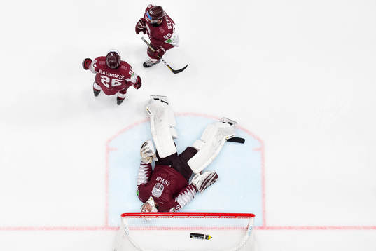 Uvis Balinskis, goaltender Kristers Gudlevskis and Maris