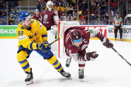William Nylander of Sweden and Lauris Darzins of Latvia