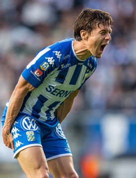 IFK Göteborgs Lasse Vibe reagerar