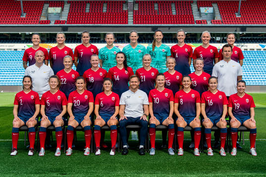 Players and coaching staff of the Norwegian national