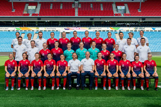 Players and coaching staff of the Norwegian national