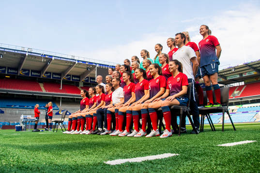 Players and coaching staff of the Norwegian national