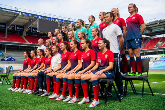 Players and coaching staff of the Norwegian national