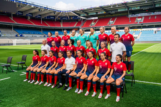 Players and coaching staff of the Norwegian national
