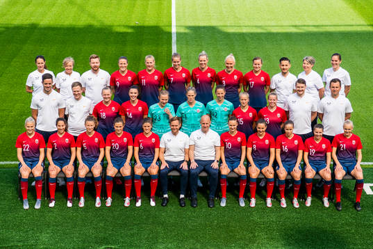 Players and coaching staff of the Norwegian national