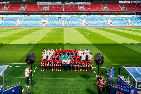 Players and coaching staff of the Norwegian national