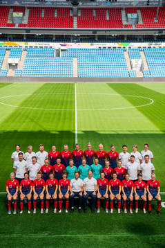 Players and coaching staff of the Norwegian national