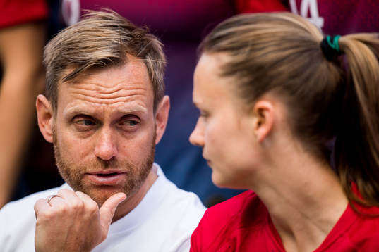 Martin Sjögren, head coach of Norway, and Caroline Graham