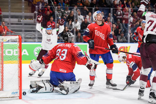 Goaltender Henrik Haukeland, Stefan Espeland and Alexander