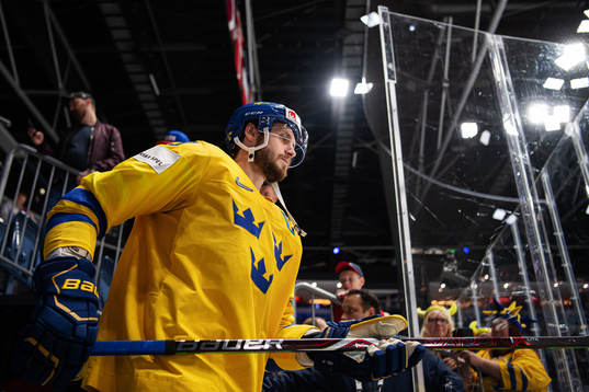 Oliver Ekman Larsson of Sweden enters the ice for warm-up
