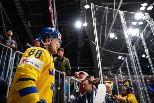William Nylander of Sweden enters the ice for warm-up
