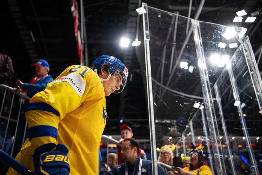 Loui Eriksson of Sweden enters the ice for warm-up