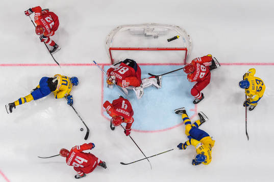 Dennis Rasmussen, Marcus Krüger and Jesper Bratt of Sweden