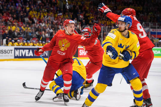 Kirill Kaprizov of Russia celebrates the 1-4 goal