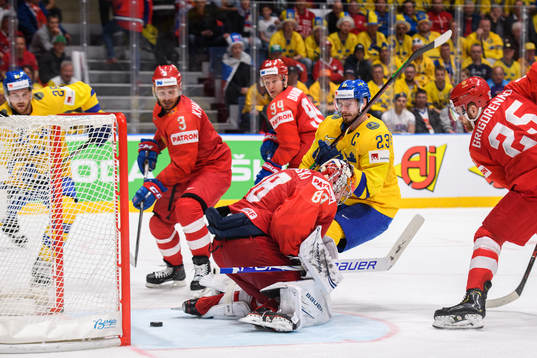 Oliver Ekman Larsson of Sweden scores the 3-7 goal against