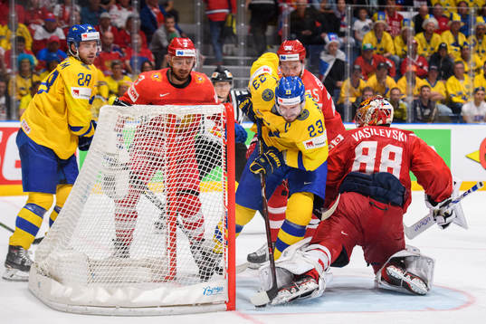 Oliver Ekman Larsson of Sweden scores the 3-7 goal against
