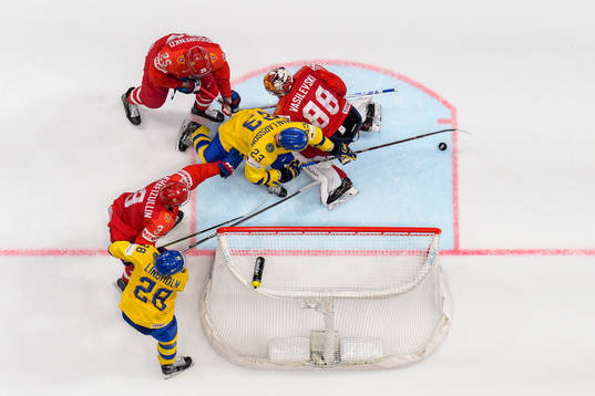 Oliver Ekman Larsson of Sweden scores the 3-7 goal against