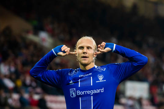 Lars-Jørgen Salvesen of Sarpsborg 08 celebrates
