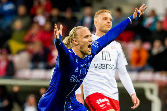 Lars-Jørgen Salvesen of Sarpsborg 08 celebrates