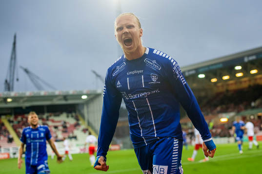 Lars-Jørgen Salvesen of Sarpsborg 08 celebrates