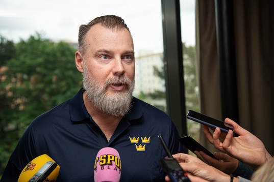 Head coach Rikard Grönborg of team Sweden at a press event