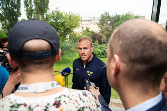 Patric Hörnqvist of team Sweden at a press event