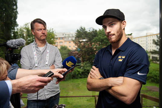 Alexander Wennberg of team Sweden at a press event